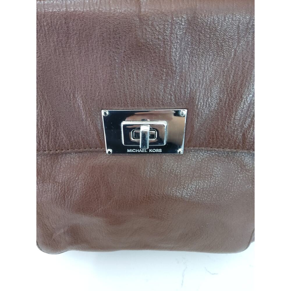 Vtg Michael Kors Cognac leather bag luxury TurnKey 10x12 in Mobwife old money - Picture 3 of 13